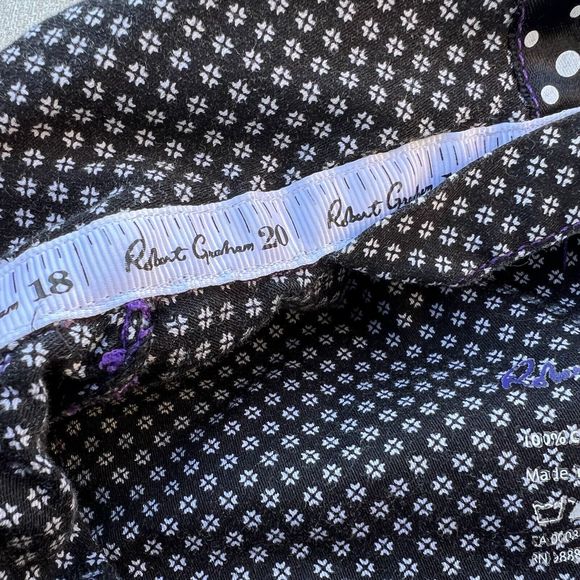 Robert Graham Men Sleepwear‎ Medium Black Abstract Pajama Top Button Up Collar - Picture 9 of 9